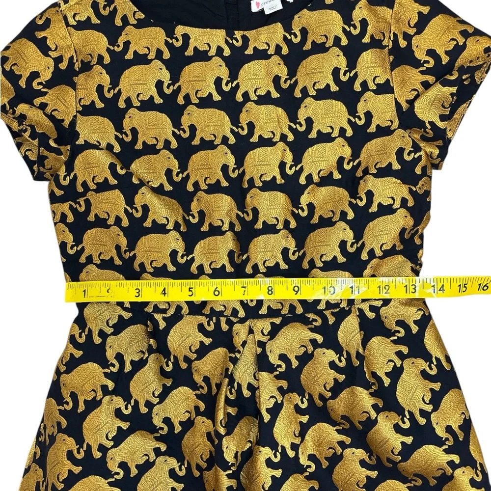 Crewcuts J. Crew Girl’s Size 12 Dress Elephants Gold Black Lined - Picture 5 of 9